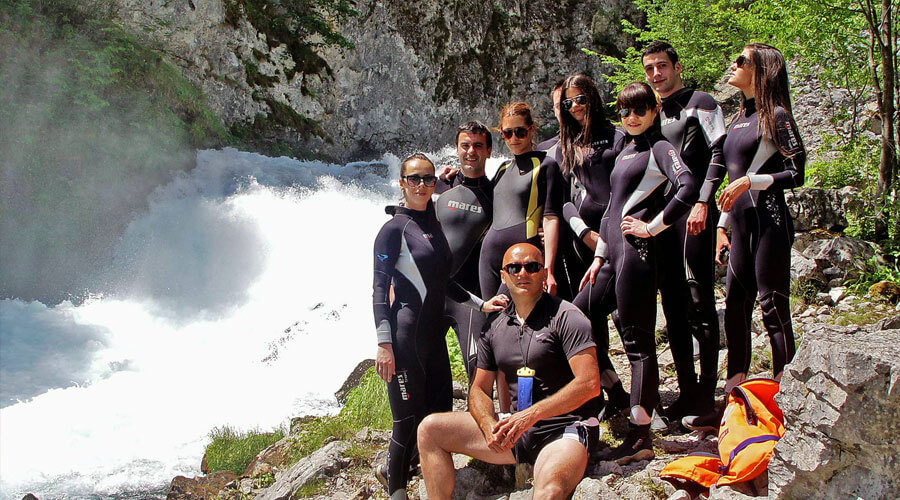 Rafting group at the river
